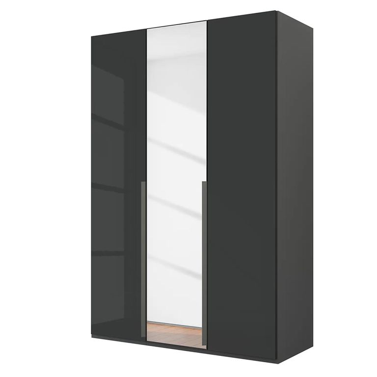 Rauch Purisma 151cm 3 Door Wardrobe with Mirror - Graphite and Basalt Glass