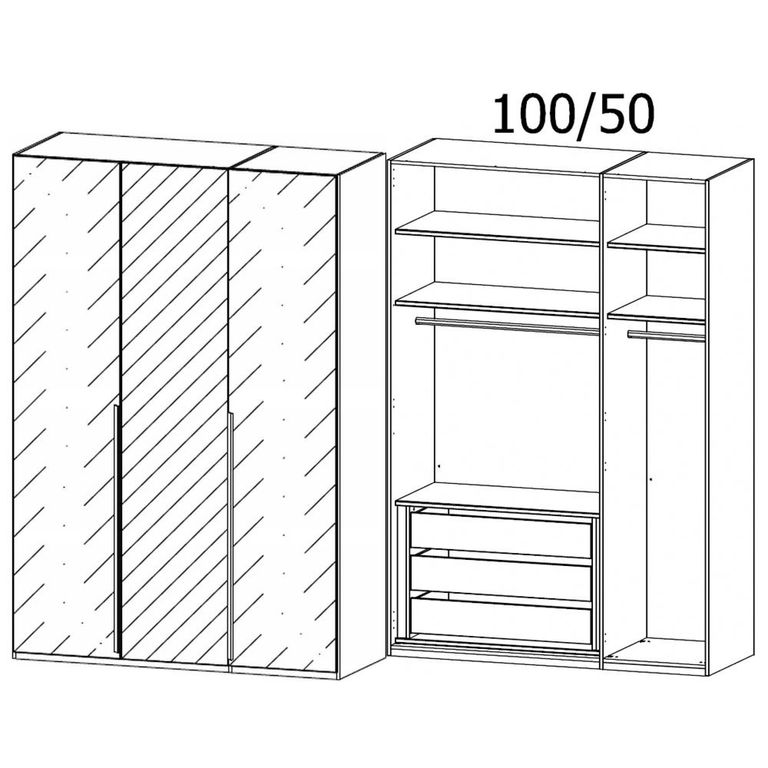 Rauch Purisma 151cm 3 Door Wardrobe with Mirror - Silk Grey Glass