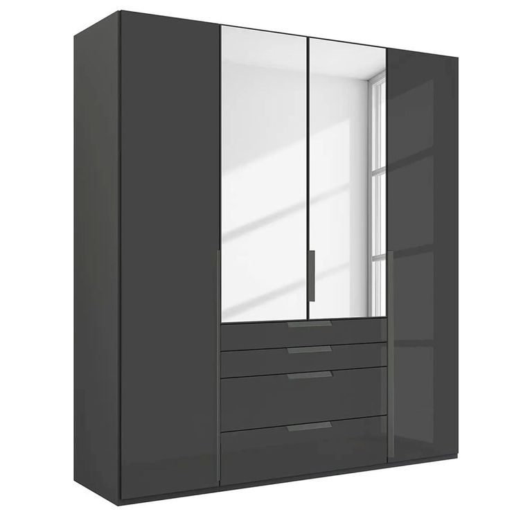 Purisma Wardrobe - 201cm - 4 Door - Combi - Graphite & Basalt Glass