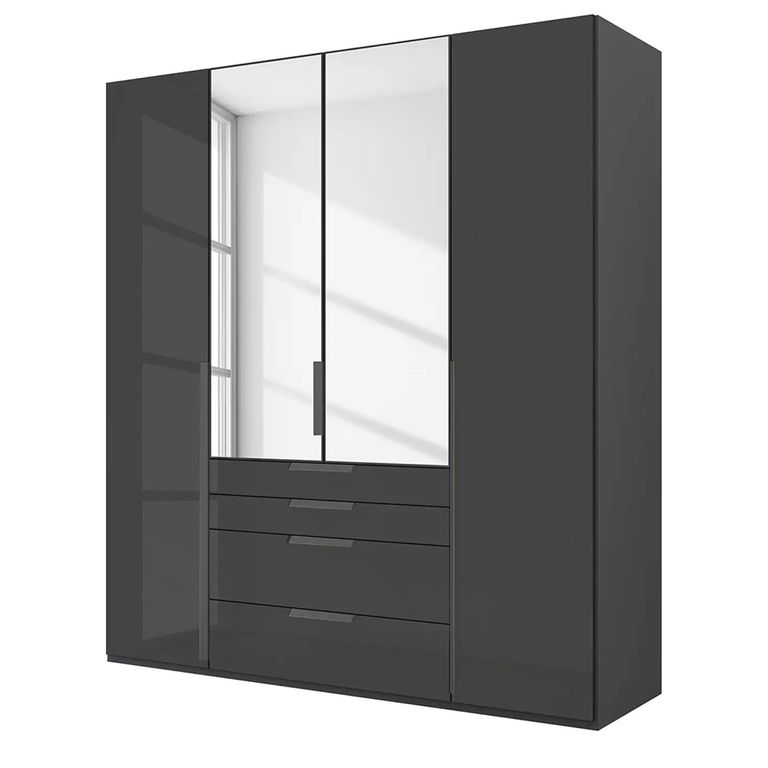Purisma Wardrobe - 201cm - 4 Door - Combi - Graphite & Basalt Glass