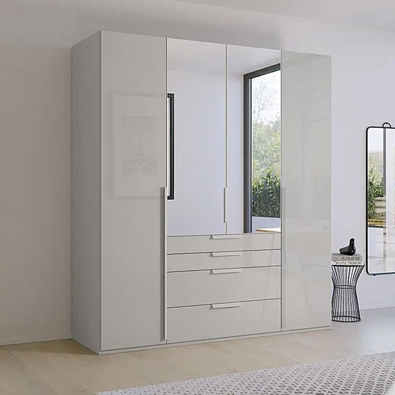 Purisma Wardrobe - 201cm - 4 Door - Combi - Silk Grey Glass