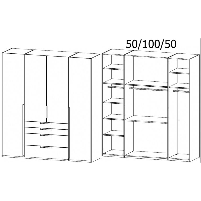 Rauch Purisma 201cm 4 Door Wardrobe with Drawer - Silk Grey
