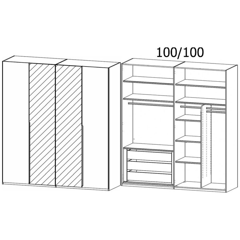 Rauch Purisma 201cm 4 Door Wardrobe with Mirror - Graphite