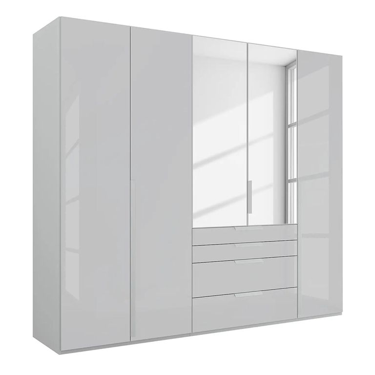 Purisma Wardrobe - 251cm - 5 Door - Combi - Silk Grey Glass