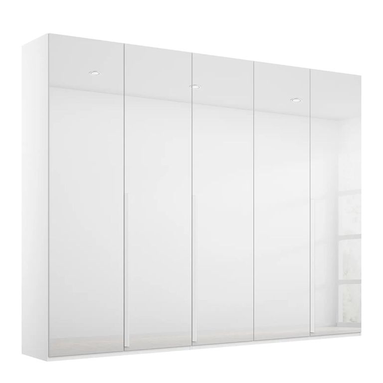 Rauch Purisma 251cm 5 Door Wardrobe - Alpine White and Crystal White Glass