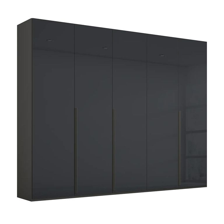 Rauch Purisma 251cm 5 Door Wardrobe - Graphite and Basalt Glass