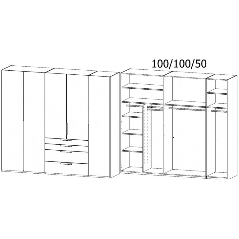 Rauch Purisma 251cm 5 Door Wardrobe with Drawer - Graphite