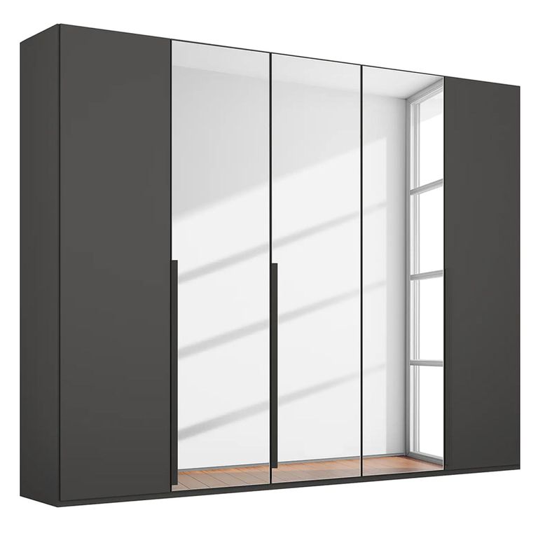 Rauch Purisma 251cm 5 Door Wardrobe with Mirror - Graphite