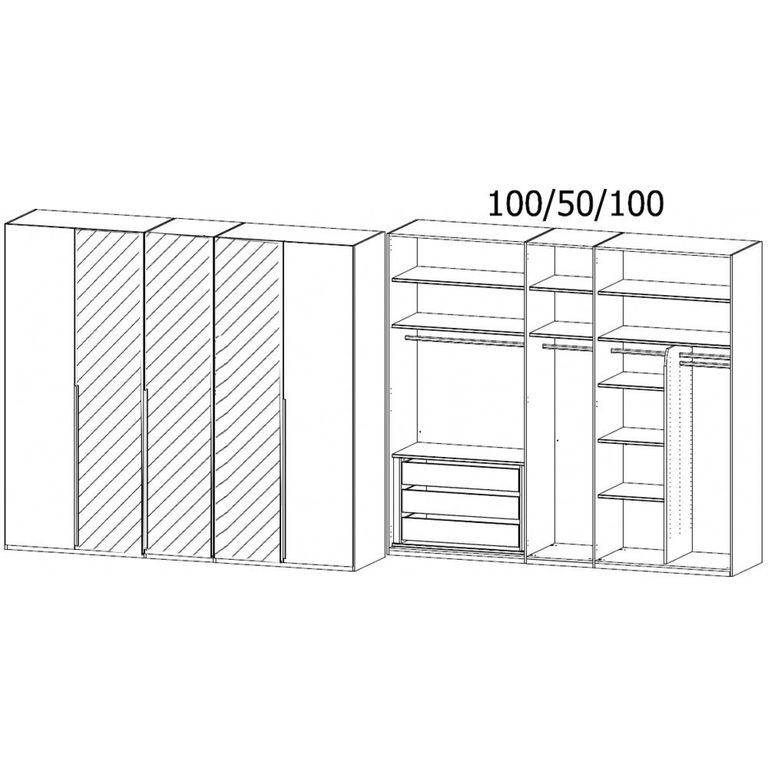 Rauch Purisma 251cm 5 Door Wardrobe with Mirror - Graphite