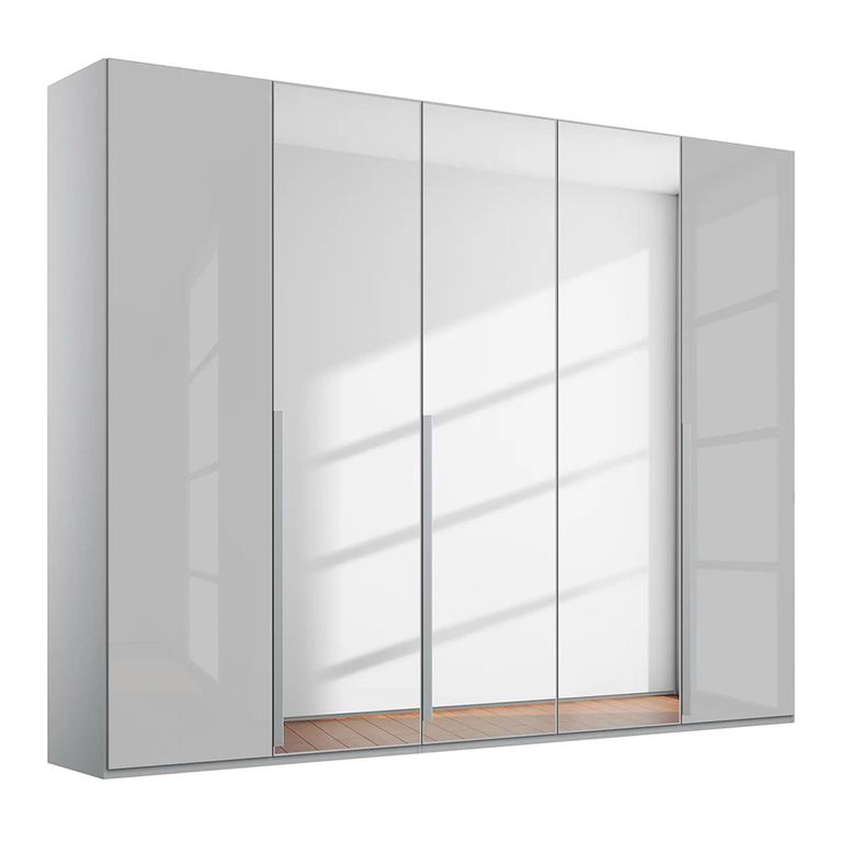 Purisma Wardrobe - 251cm - 5 Door - Mirror - Silk Grey Glass