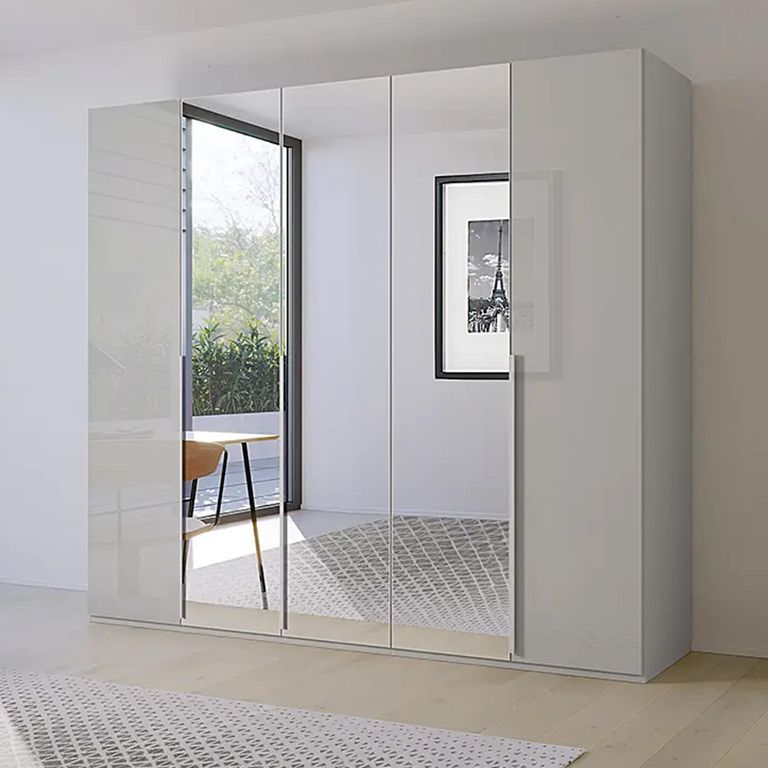 Purisma Wardrobe - 251cm - 5 Door - Mirror - Silk Grey Glass
