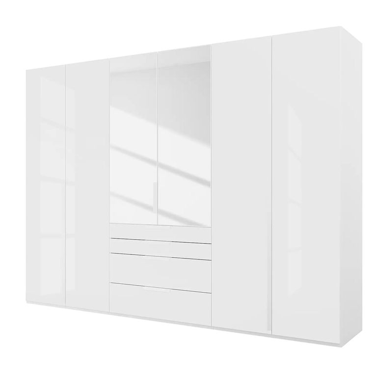 Purisma Wardrobe - 301cm - 6 Door - Combi - Alpine White & Crystal White Glass