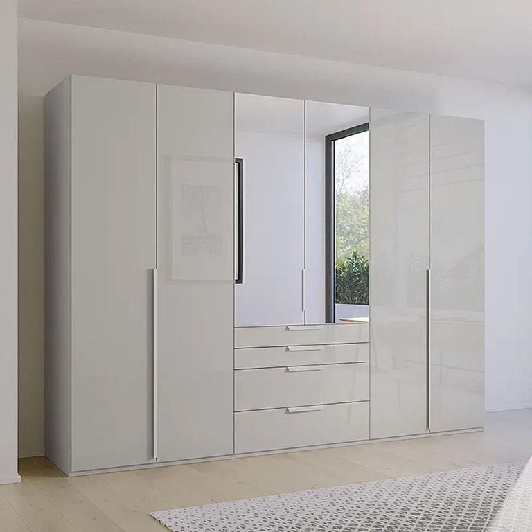 Purisma Wardrobe - 301cm - 6 Door - Combi - Silk Grey Glass