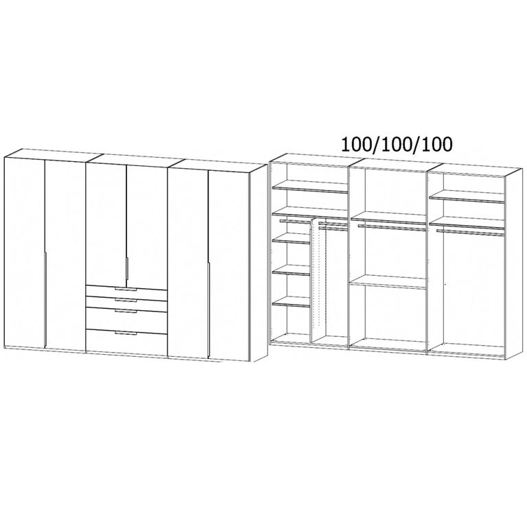 Rauch Purisma 301cm 6 Door Wardrobe with Drawer - Silk Grey
