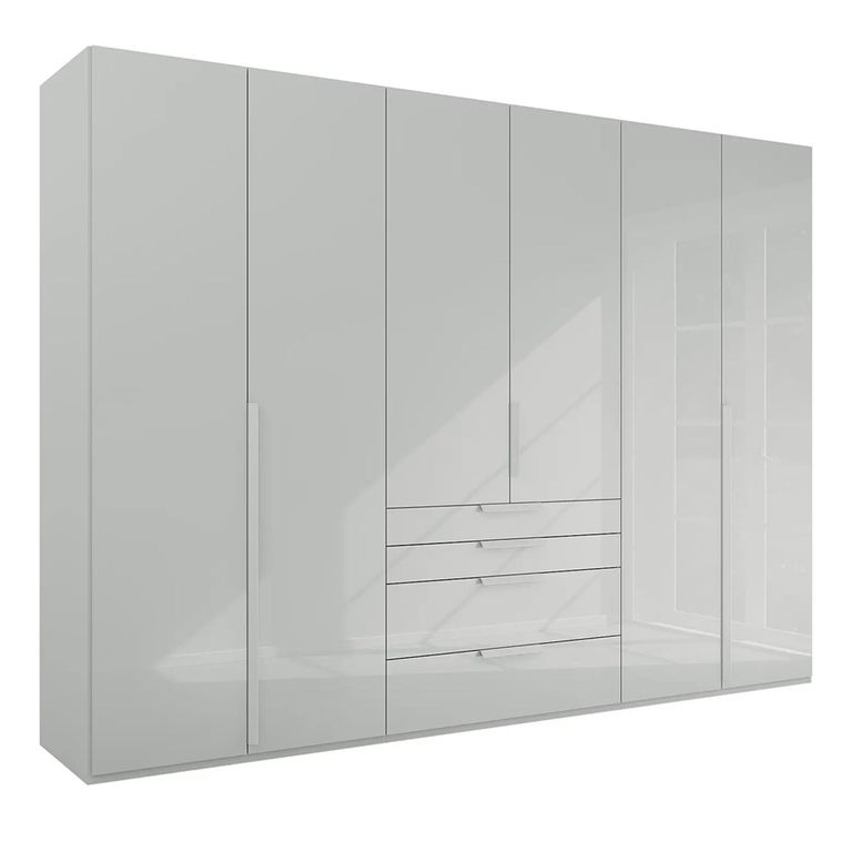 Purisma Wardrobe - 301cm - 6 Door - 4 Drawer - Silk Grey Glass
