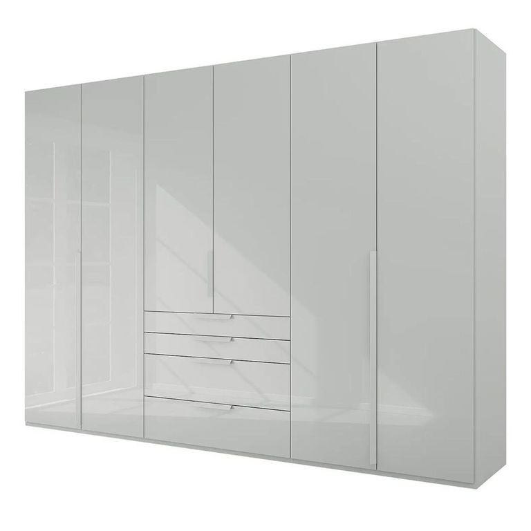 Purisma Wardrobe - 301cm - 6 Door - 4 Drawer - Silk Grey Glass