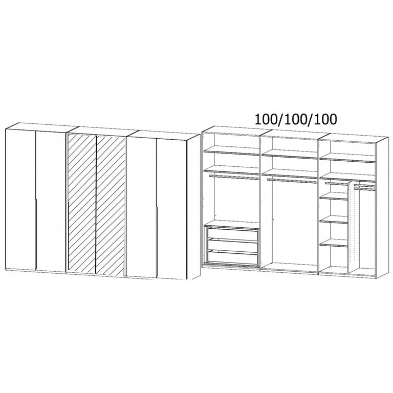 Rauch Purisma 301cm 6 Door Wardrobe with Mirror - Silk Grey