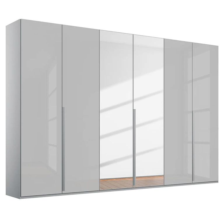 Rauch Purisma 301cm 6 Door Wardrobe with Mirror - Silk Grey Glass