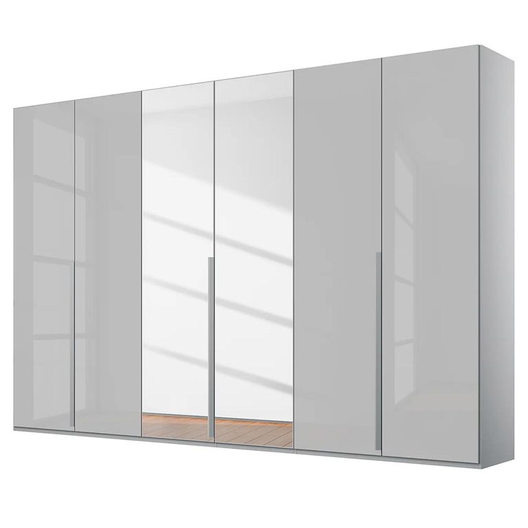 Rauch Purisma 301cm 6 Door Wardrobe with Mirror - Silk Grey Glass