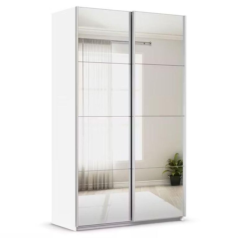 Rauch Quadra 136cm 2 Door Sliding Mirrored Wardrobe - Alpine White