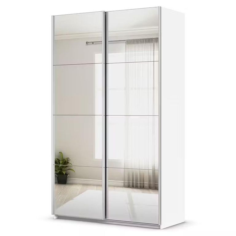 Rauch Quadra 136cm 2 Door Sliding Mirrored Wardrobe - Alpine White