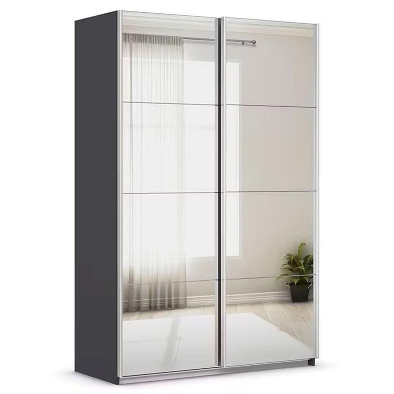 Rauch Quadra 136cm 2 Door Sliding Mirrored Wardrobe - Metallic Dark Grey
