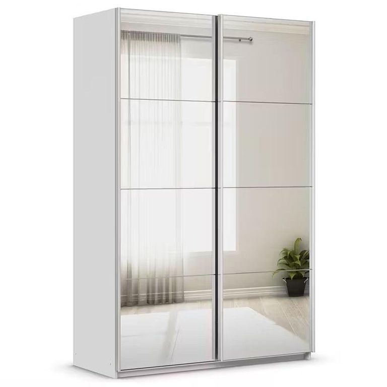 Rauch Quadra 136cm 2 Door Sliding Mirrored Wardrobe - Silk Grey