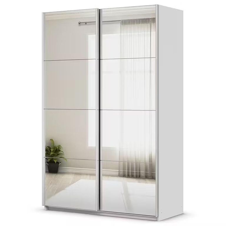 Rauch Quadra 136cm 2 Door Sliding Mirrored Wardrobe - Silk Grey