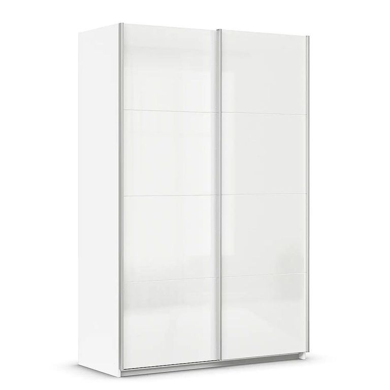 Quadra Sliding Wardrobe - 136cm - 2 Door - Alpine White & High Gloss White