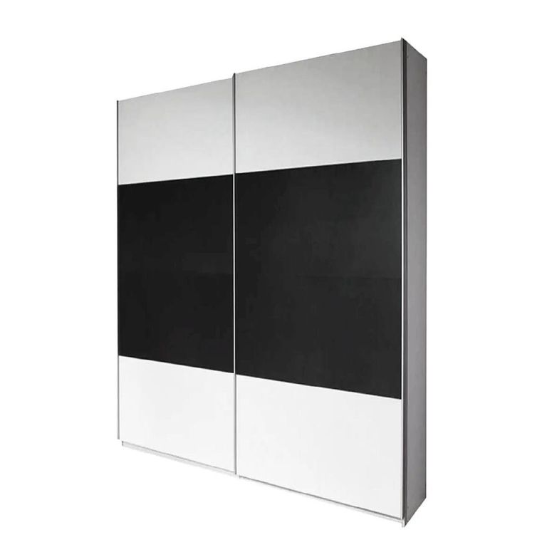 Quadra Sliding Wardrobe - 136cm - 2 Door - Alpine White & Metallic Dark Grey