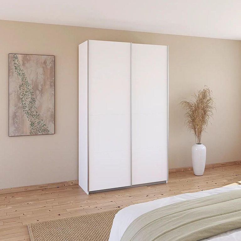 Quadra Sliding Wardrobe - 136cm - 2 Door - Alpine White