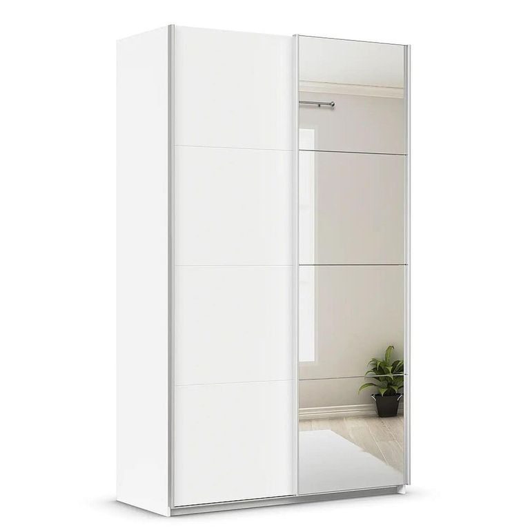 Rauch Quadra 136cm 2 Door Sliding Wardrobe with Mirror - Alpine White