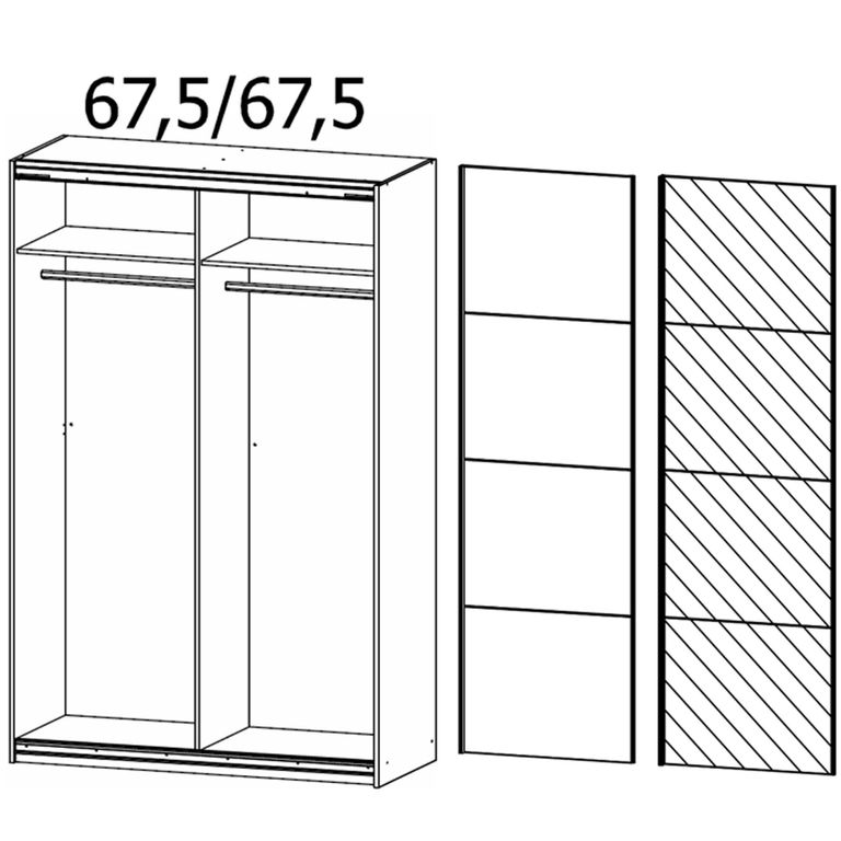Rauch Quadra 136cm 2 Door Sliding Wardrobe with Mirror - Alpine White