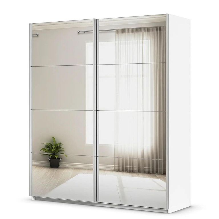 Rauch Quadra 181cm 2 Door Sliding Mirrored Wardrobe - Alpine White