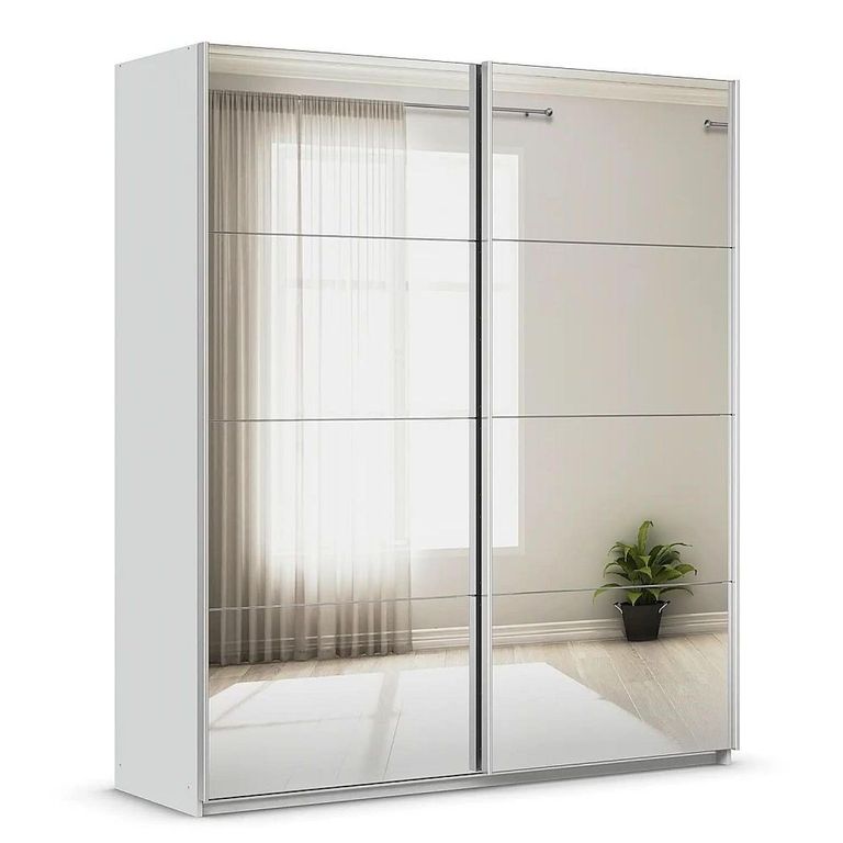 Rauch Quadra 181cm 2 Door Sliding Mirrored Wardrobe - Silk Grey