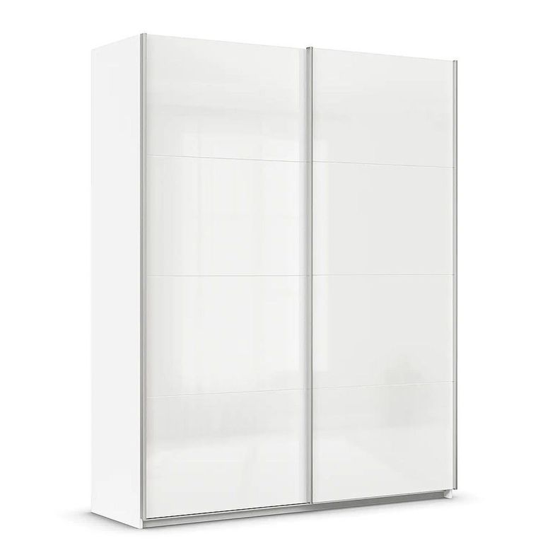 Quadra Sliding Wardrobe - 181cm - 2 Door - Alpine White & High Gloss White