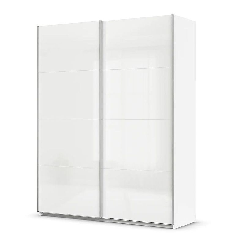 Quadra Sliding Wardrobe - 181cm - 2 Door - Alpine White & High Gloss White