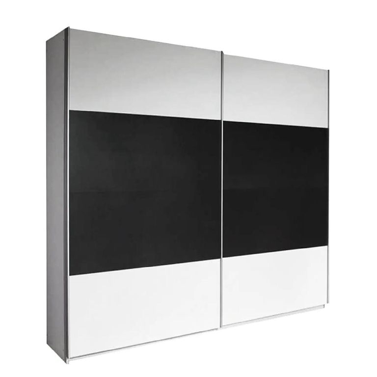 Quadra Sliding Wardrobe - 181cm - 2 Door - Alpine White & Metallic Dark Grey