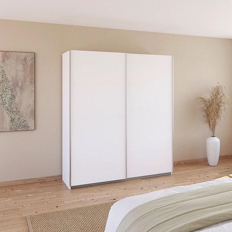 Quadra Sliding Wardrobe - 181cm - 2 Door - Alpine White