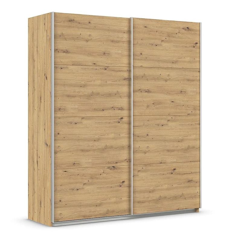 Quadra Sliding Wardrobe - 181cm - 2 Door - Artisan Oak