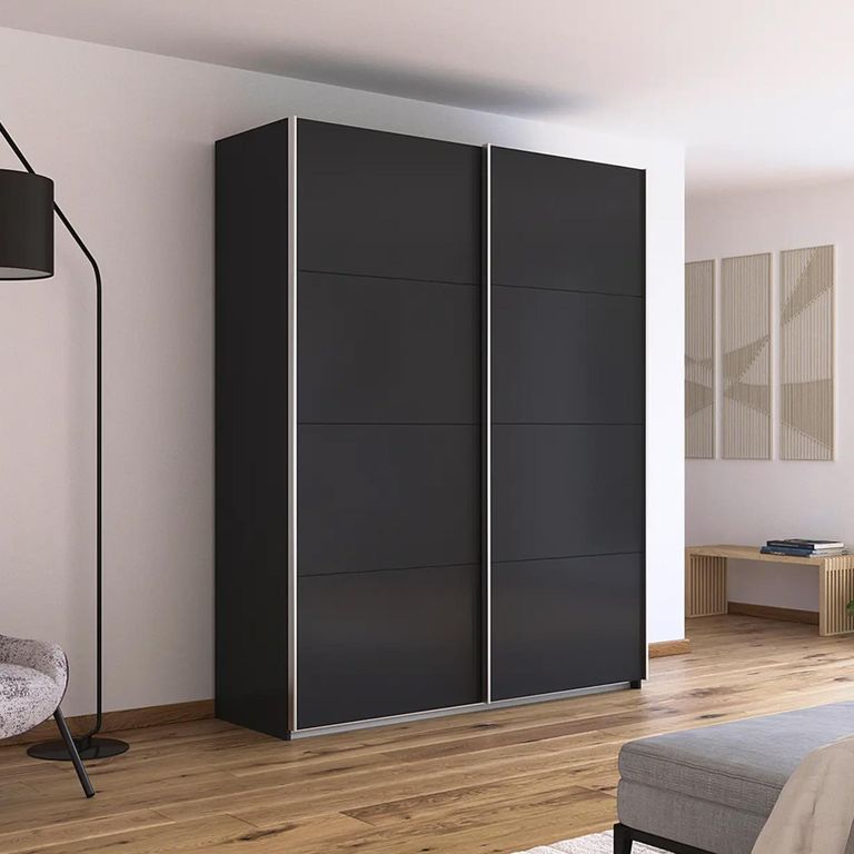Quadra Sliding Wardrobe - 181cm - 2 Door - Metallic Dark Grey