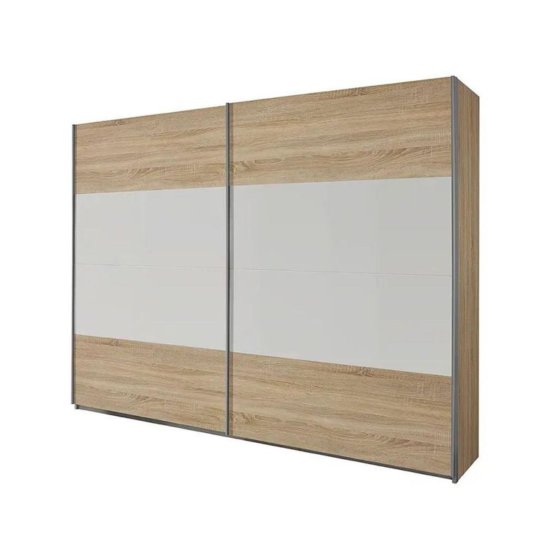Quadra Sliding Wardrobe - 181cm - 2 Door - Sonoma Oak & Alpine White