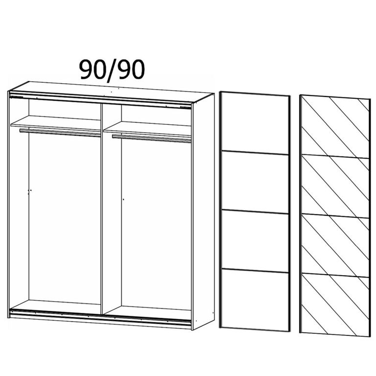 Quadra Sliding Wardrobe - 181cm - 2 Door - Sonoma Oak & Champagne Glass