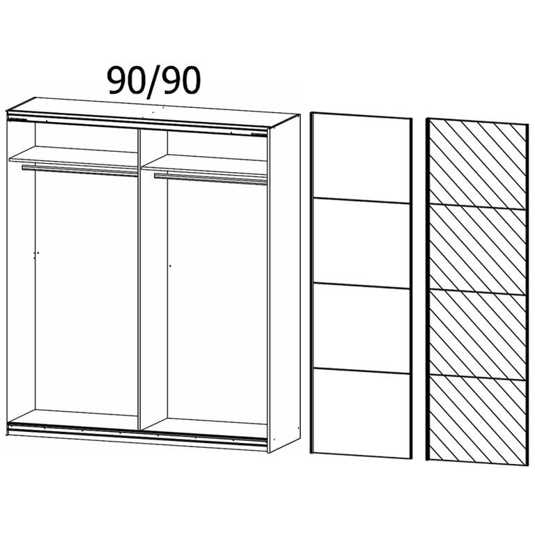 Rauch Quadra 181cm 2 Door Sliding Wardrobe with Mirror - Artisan Oak