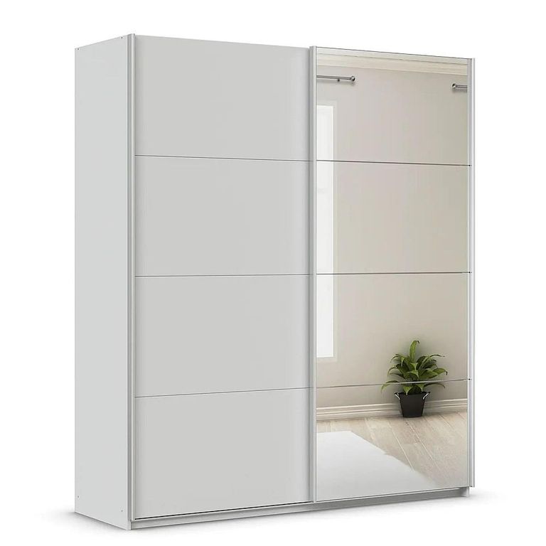 Rauch Quadra 181cm 2 Door Sliding Wardrobe with Mirror - Silk Grey
