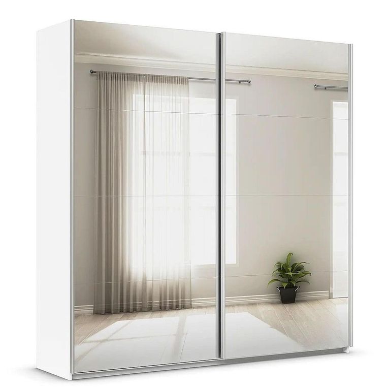 Rauch Quadra 226cm 2 Door Sliding Mirrored Wardrobe - Alpine White