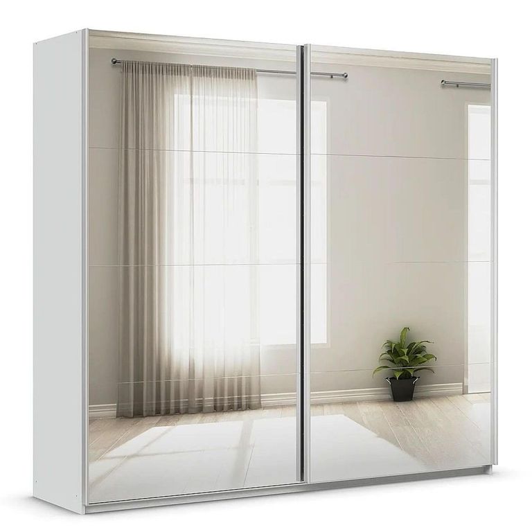 Rauch Quadra 226cm 2 Door Sliding Mirrored Wardrobe - Silk Grey