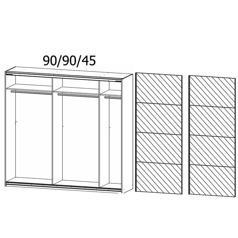 Rauch Quadra 226cm 2 Door Sliding Mirrored Wardrobe with Extras - Silk Grey