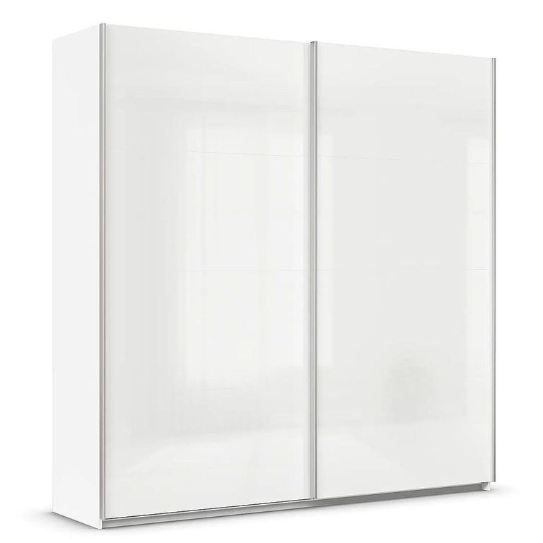 Quadra Sliding Wardrobe - 226cm - 2 Door - Alpine White & High Gloss White
