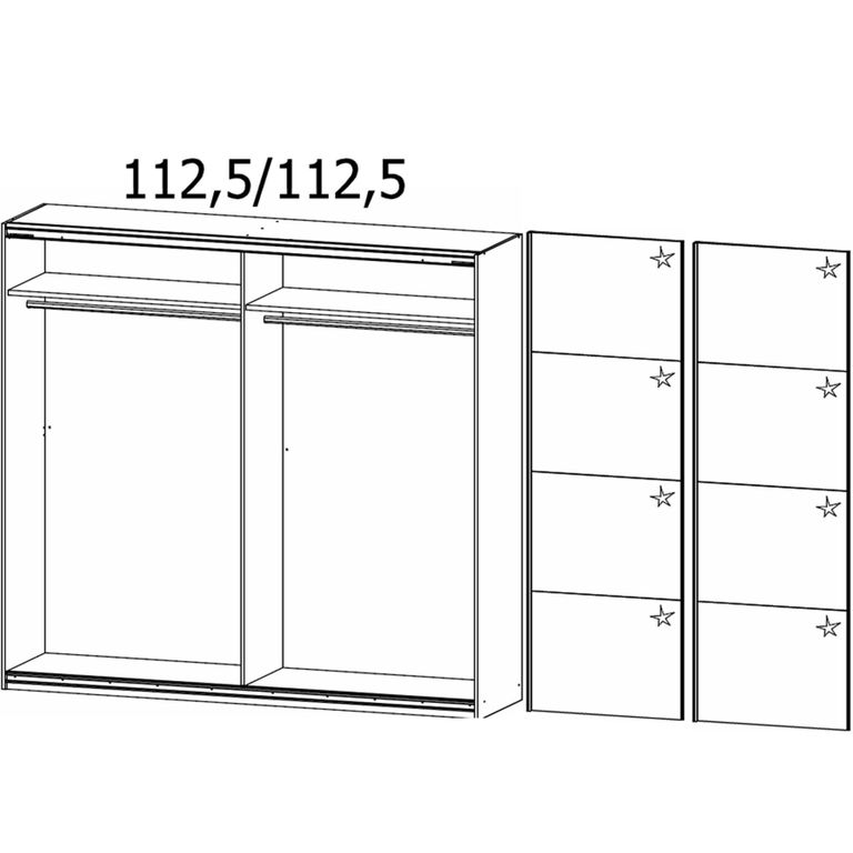 Quadra Sliding Wardrobe - 226cm - 2 Door - Alpine White & High Gloss White